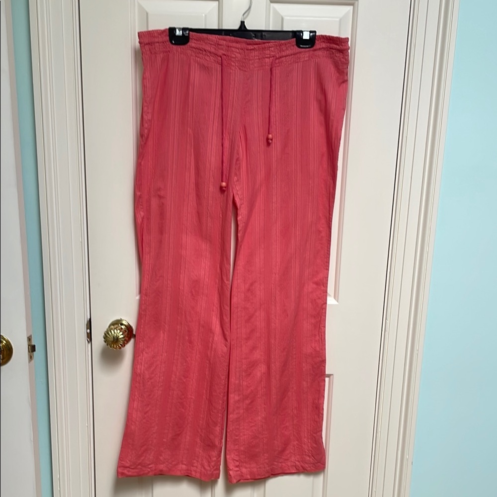 Billabong sz M low rise wide leg beach pants coral striped lightweight